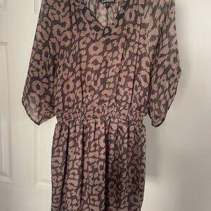 Express Brown and Black Patterned Blouse